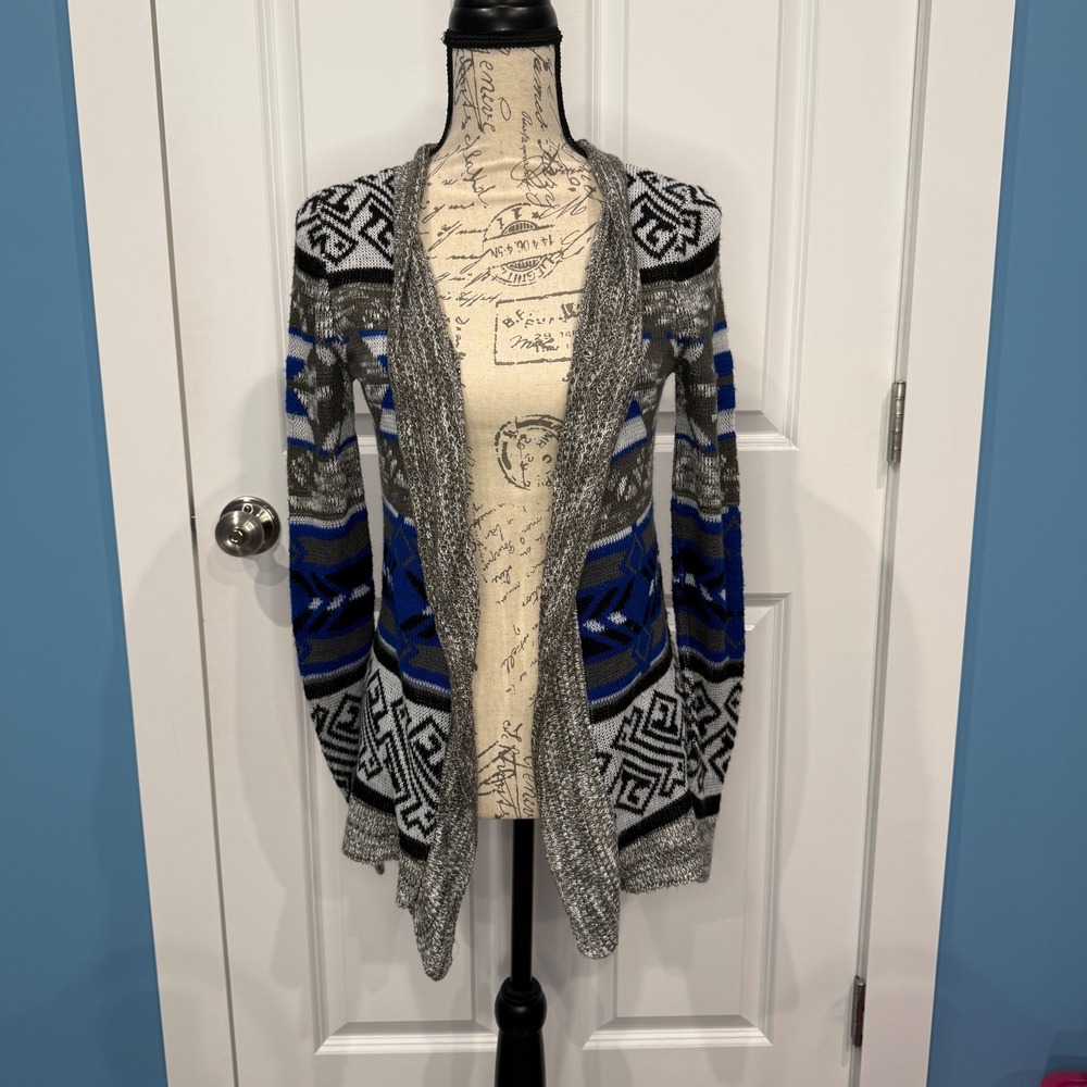 Charlotte Russe Womens Size XS Geometric Southwestern Open Front Knit Cardigan